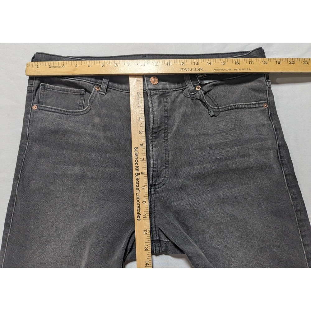 EXPRESS CROPPED FLARE‎ HIGH RISE - Women 14 Raw Hem Black Denim Jeans NEW - Picture 5 of 16